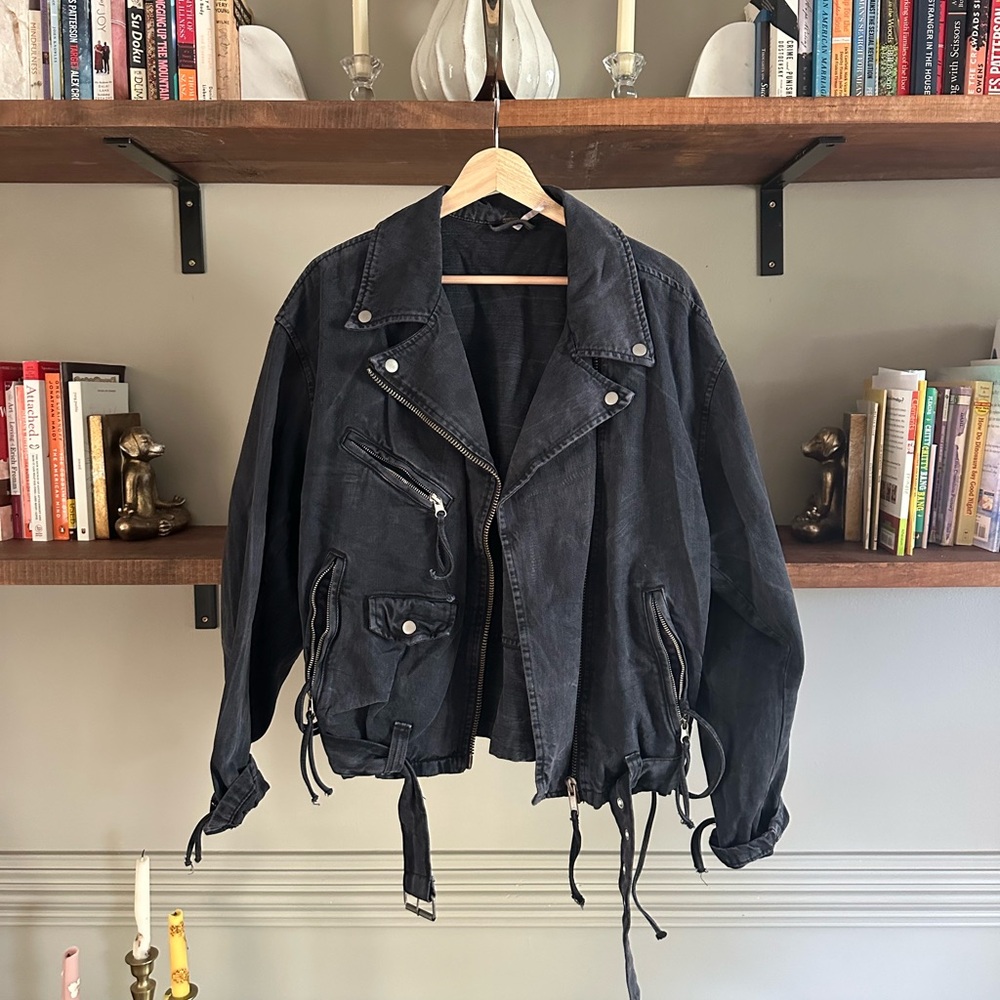 Free People Charcoal Denim Jacket